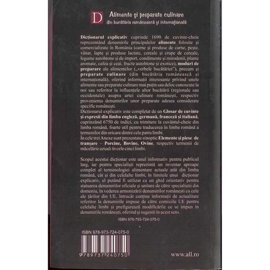 Dictionar alimente si preparate culinare - Editura ALL