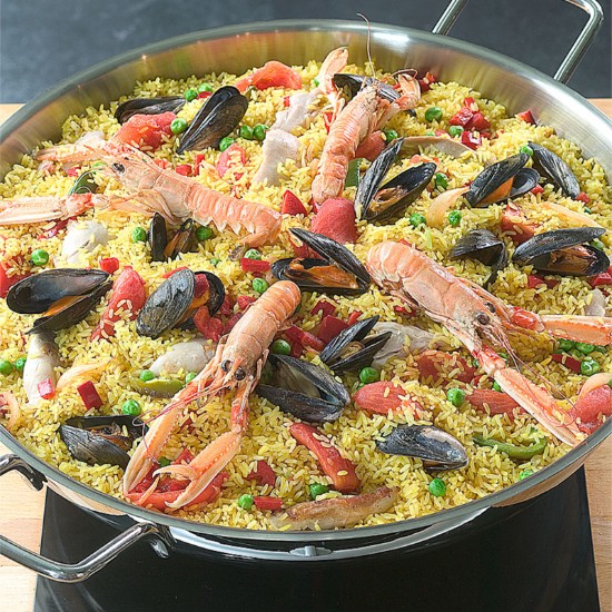 Tigaie Paella 3-ply, inox, 46 cm, "Specialties" - Demeyere