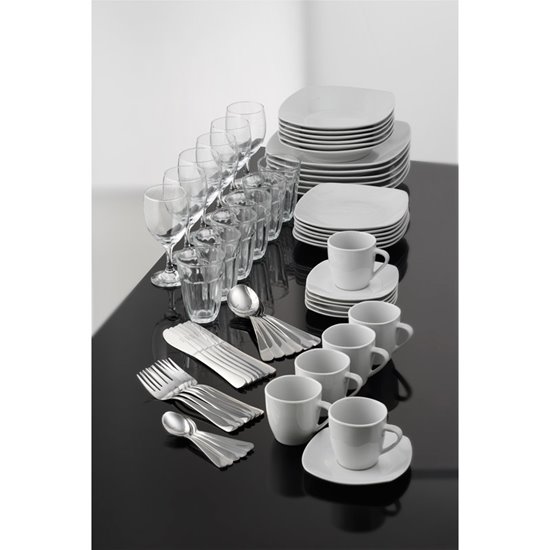 Set 66 piese portelan, sticla si inox Bistro Square White - Aida