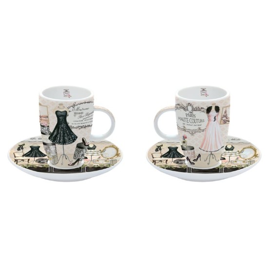 Set 2 cesti espresso 50 ml cu farfurioare "La Boutique de la Mode" - Nuova R2S