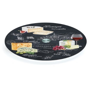 Platou rotativ servire branza, sticla, 32 cm, "World of Cheese" - Easy Life
