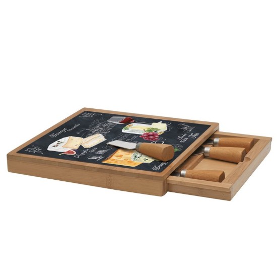 Set servire branzeturi, 6 piese, 25,5 x 25,5 cm, "World of Cheese" - Easy Life