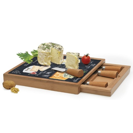 Set servire branzeturi, 6 piese, 25,5 x 25,5 cm, "World of Cheese" - Nuova R2S