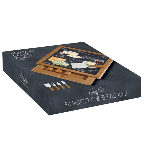 Set servire branzeturi, 6 piese, 25,5 x 25,5 cm, "World of Cheese" - Easy Life