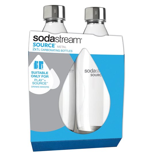 Set 2 sticle 1l dop metal - SodaStream