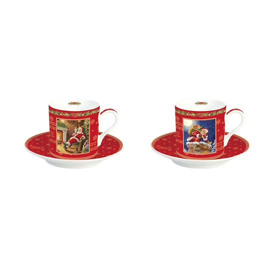 Set 2 cesti espresso 75 ml, design craciun, Santa - Nuova R2S