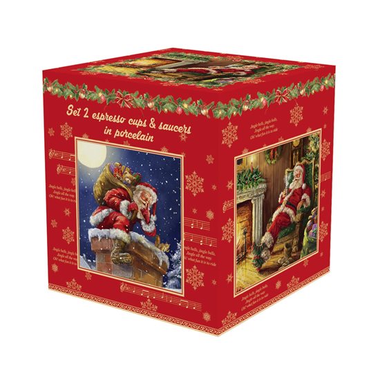 Set 2 cesti espresso 75 ml, design craciun, Santa - Nuova R2S