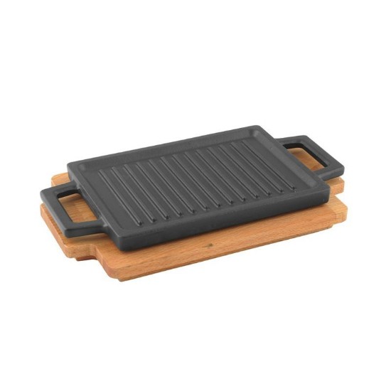 Grill fonta, 22x15 cm, cu suport lemn - LAVA