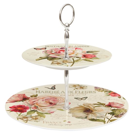 Set 2 platouri servire etajate "Marche aux fleurs", 19 - 27 cm - Nuova R2S