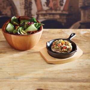 Mini-tigaie fonta, 11,5 cm, cu suport de lemn - Artesa