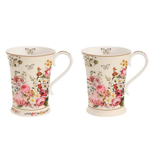 Set 2 cani portelan 270 ml, design floral - Nuova R2S