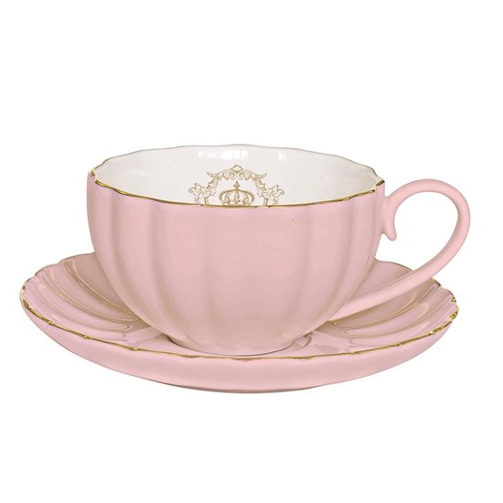 Set cana si farfurie 200 ml "Royale" roz - Nuova R2S