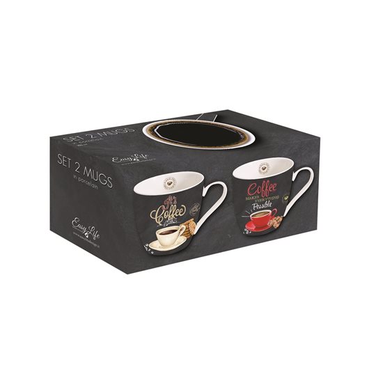 Set 2 cani portelan, 350ml, "It's coffee time" - Nuova R2S