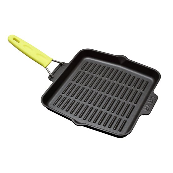 Tigaie grill patrata, fonta, 24x24 cm, maner Galben - LAVA