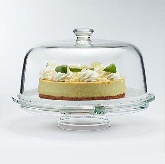 Platou servire tort, cu capac, sticla, 31cm - Borgonovo