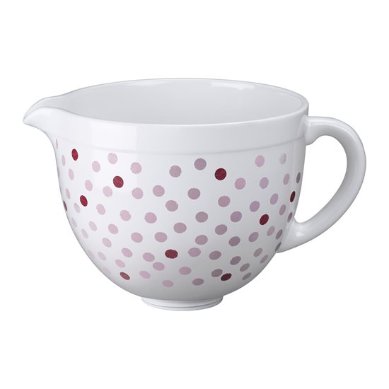 Bol ceramica 4,8 l, White with Pink Dots - KitchenAid