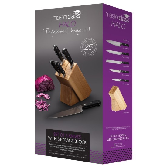 Set cutite 6 piese, cu suport din lemn - MasterClass