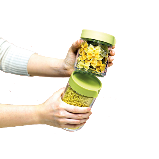 Set 3 caserole rotunde, sticla, Verde - Glasslock