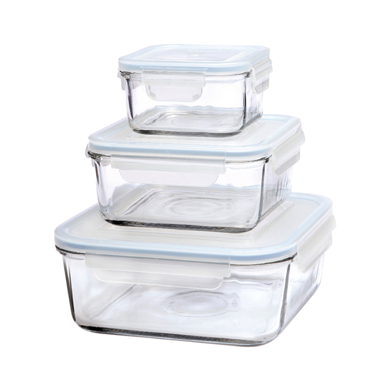 Set 3 caserole sticla, 490ml, 1,2 L si 2,6 L - Glasslock