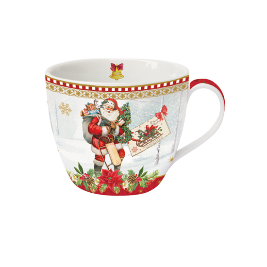 Ceasca cu farfurioara din portelan rosie "Vintage Christmas" 250 ml, rosu - Nuova R2S
