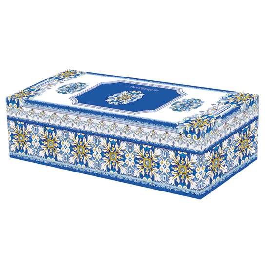 Set 3 boluri pentru sos din portelan cu tava "Maiolica" albastru - Nuova R2S