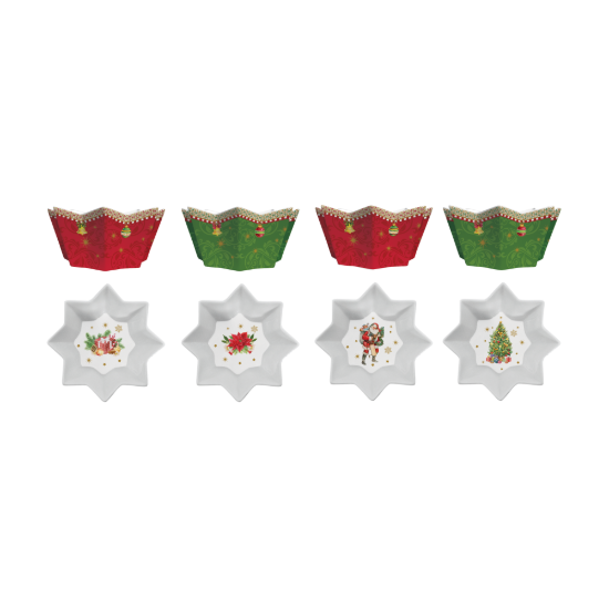 Set 4 mini boluri din portelan "Vintage Christmas" - Nuova R2S