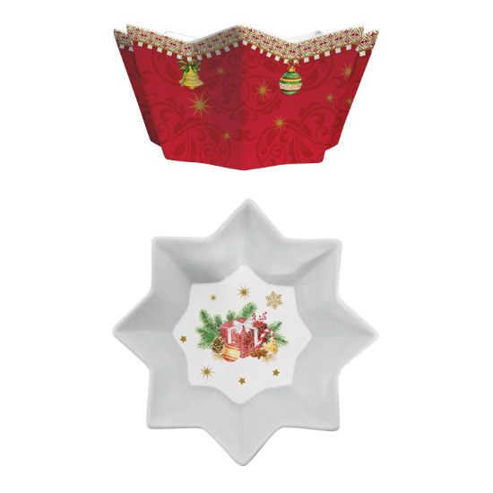 Set 4 mini boluri din portelan "Vintage Christmas" - Nuova R2S
