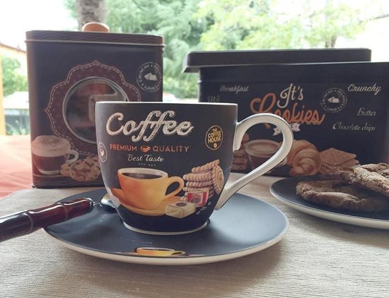 Set 2 cani portelan, 350ml, "It's coffee time" - Nuova R2S