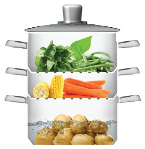 Set oale multietajate pentru gatit la aburi, inox, 20cm - Kitchen Craft