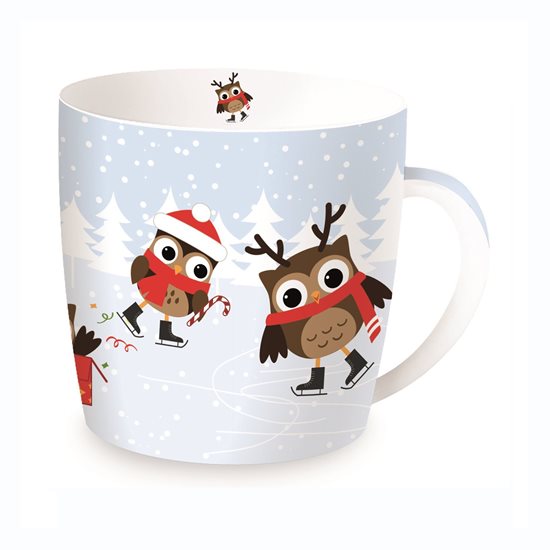 Cana "Christmas Owls" din portelan 350ml, alb- Nuova R2S
