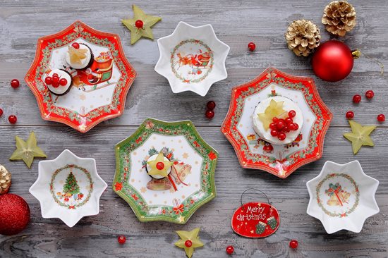 Set 4 platouri 16 cm din portelan "Vintage Christmas" - Nuova R2S