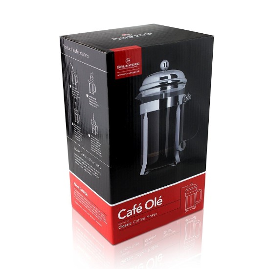 Cafetiera sticla, 800ml, "Café Olé Classic", Chrome - Grunwerg