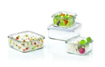 Set 3 caserole patrate, sticla - Glasslock