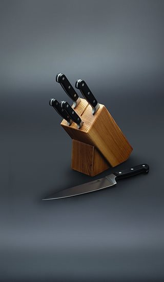 Set cutite 6 piese, cu suport din lemn de stejar - Kitchen Craft