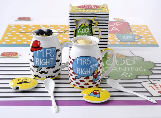 Cana cu capac si lingura 300 ml "MRS always right" - Nuova R2S