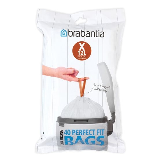 Saci de gunoi cod X, PERFECTFIT, 10-12 L, 40 buc. - Brabantia