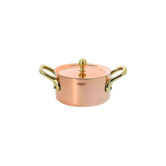 Mini-cratita cupru/inox, cu capac, 10cm, "Inocuivre" - de Buyer
