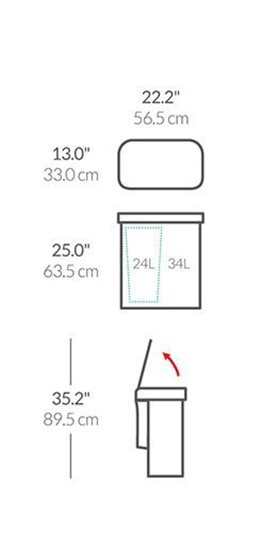 Cos de gunoi cu senzor, dublu compartimentat, 58 L - simplehuman