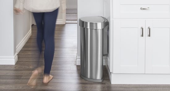 Cos de gunoi cu senzor, semi-rotund, 45 L, inox - simplehuman