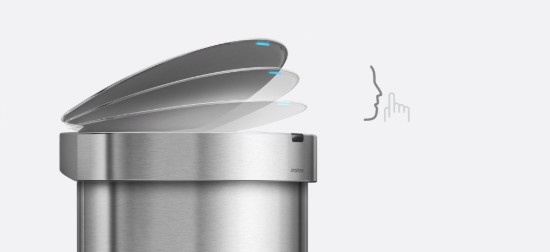 Cos de gunoi cu senzor, semi-rotund, 45 L, inox, Brushed - simplehuman