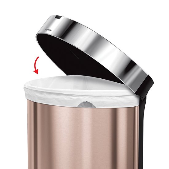 Cos de gunoi cu senzor, semi-rotund, 45 L, inox - simplehuman