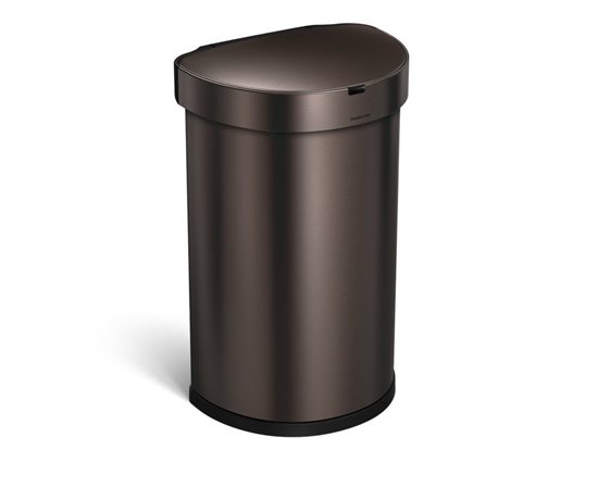 Cos de gunoi cu senzor, semi-rotund, 45 L, inox - simplehuman