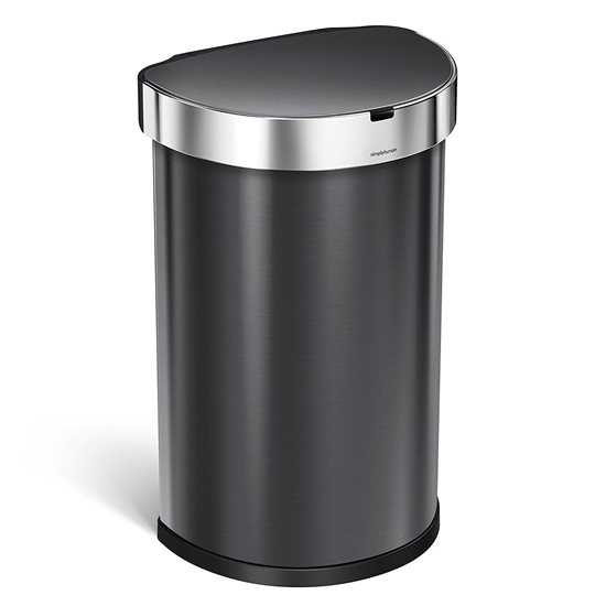 Cos de gunoi cu senzor, semi-rotund, 45 L, inox - simplehuman