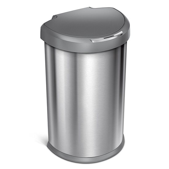 Cos de gunoi cu senzor, semi-rotund, 45 L, inox - simplehuman