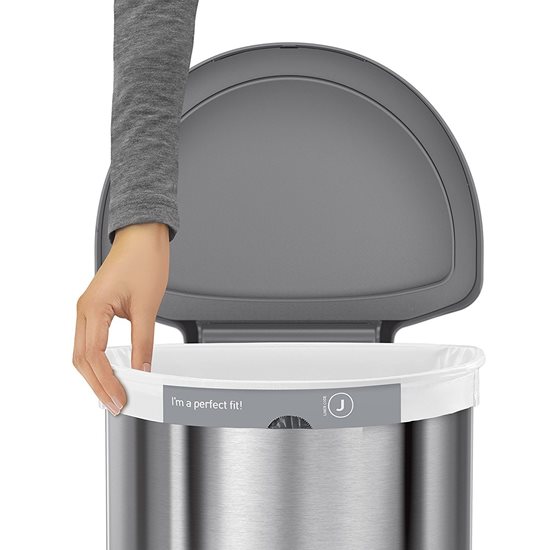 Cos de gunoi cu senzor, semi-rotund, 45 L, inox - simplehuman