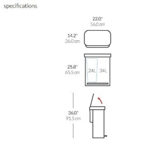 Cos de gunoi cu pedala, dublu compartimentat, 58 L, inox - simplehuman