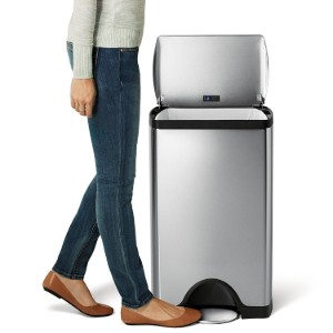 Cos de gunoi dreptunghiular, cu pedala, 38 L, inox, Brushed - simplehuman