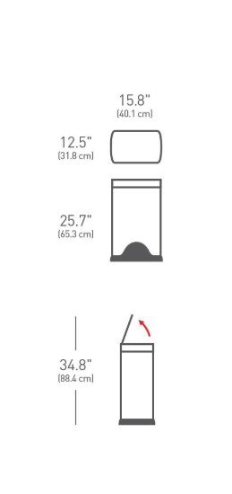 Cos de gunoi dreptunghiular, cu pedala, 38 L, inox, Brushed - simplehuman
