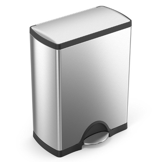 Cos de gunoi dreptunghiular, cu pedala, 50 L, inox, Brushed - simplehuman