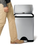 Cos de gunoi dreptunghiular, cu pedala, 50 L, inox - simplehuman